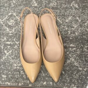 Stuart Weitzman Pointed Slingback Flats in Beige